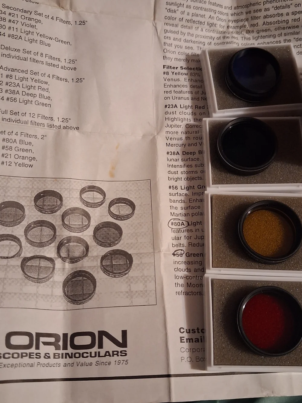 The Orion Advanced Set of 4 Filters for Astronomy is a high-quality set of color